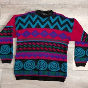 Vintage JJ Browne Md Vibrant Geometric Sweater Sweater Multicolor USA Made Women